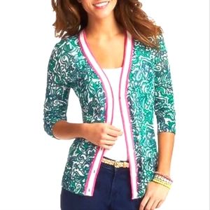 LOFT Lightweight Pink And Green Paisley Sweater, size S
